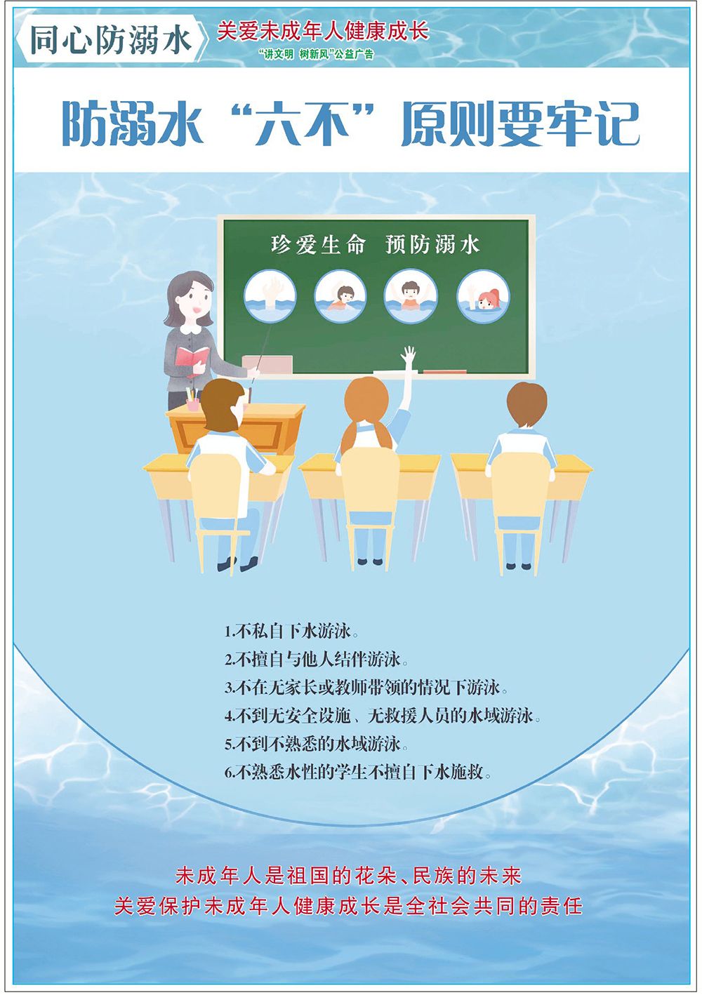 "讲文明 树新风"公益广告:防溺水"六不"原则要记牢